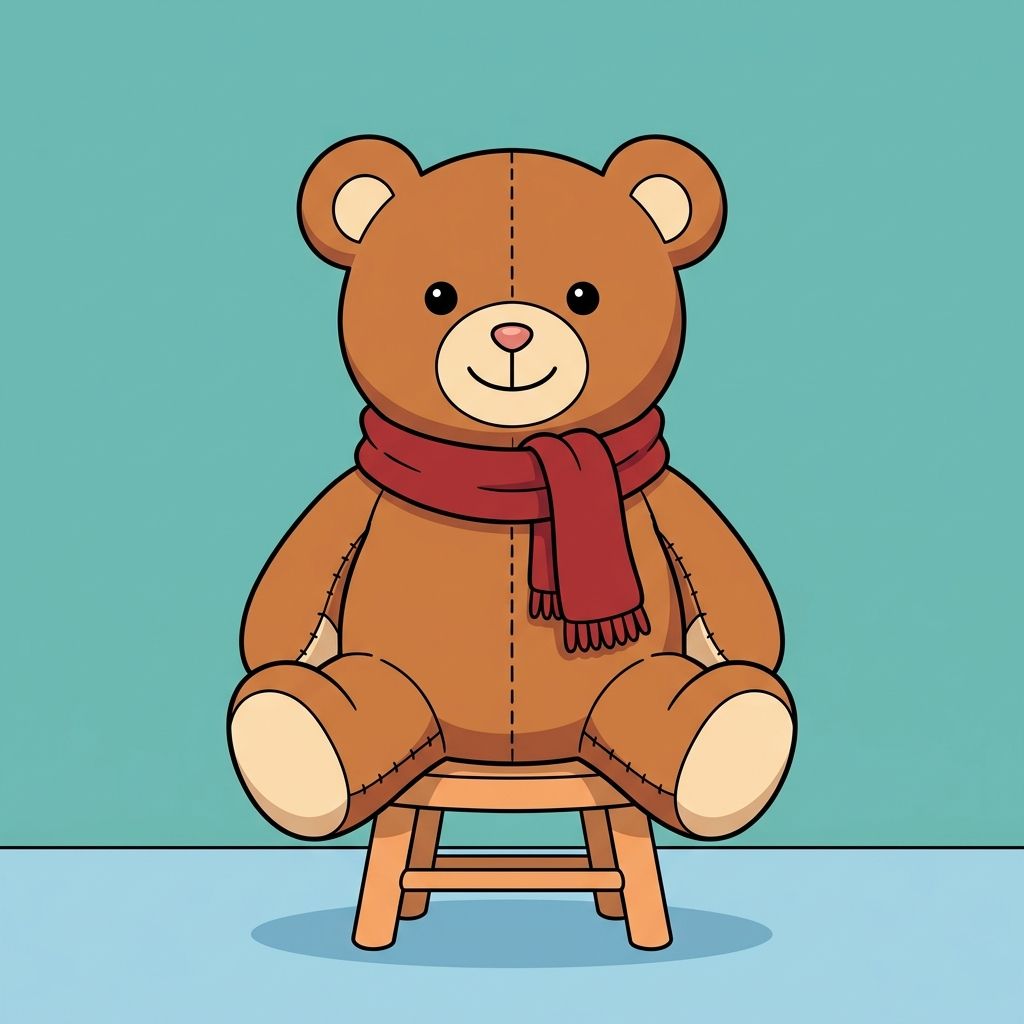 AI mnemonic illustration for the English word "teddy"