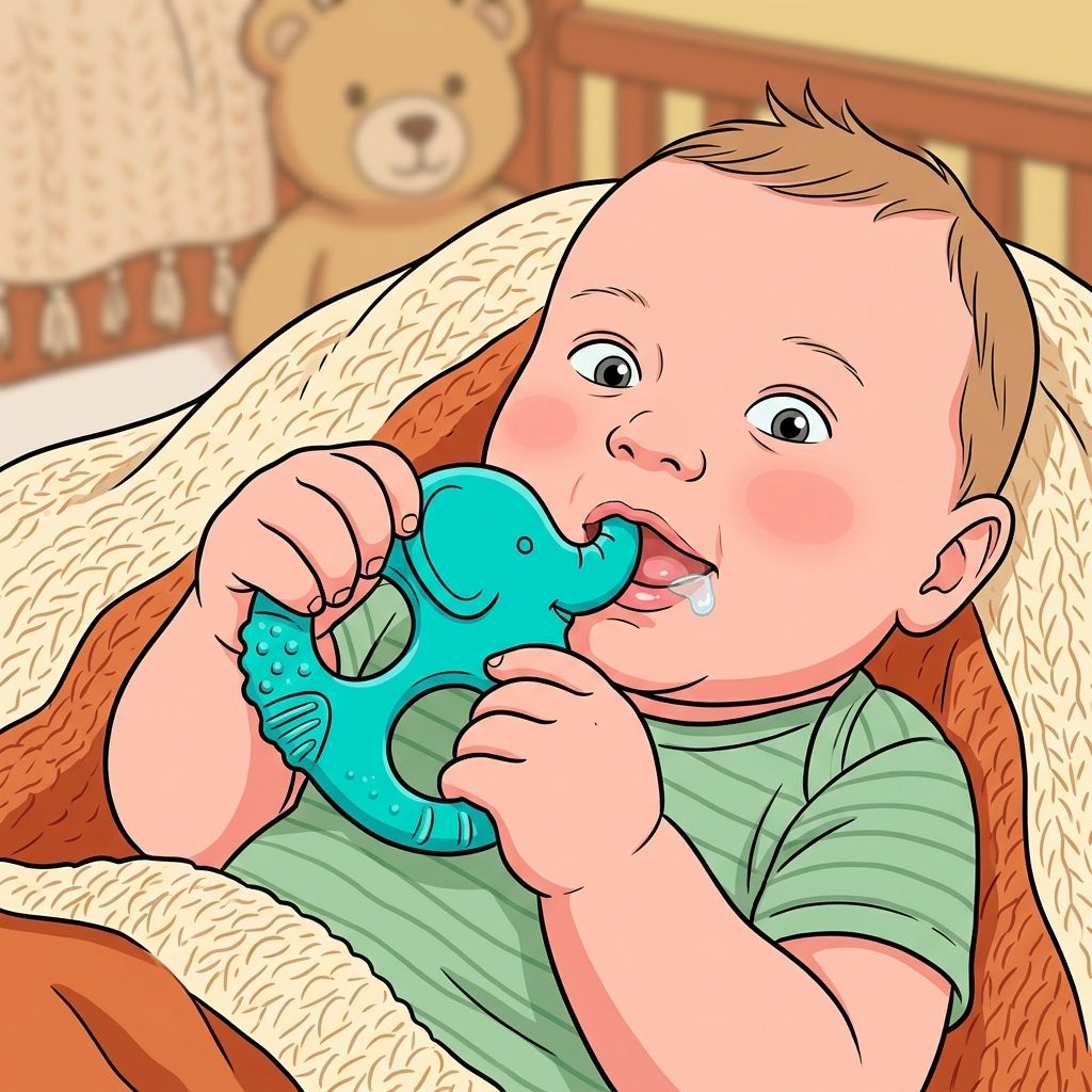 AI mnemonic illustration for the English word "teether"