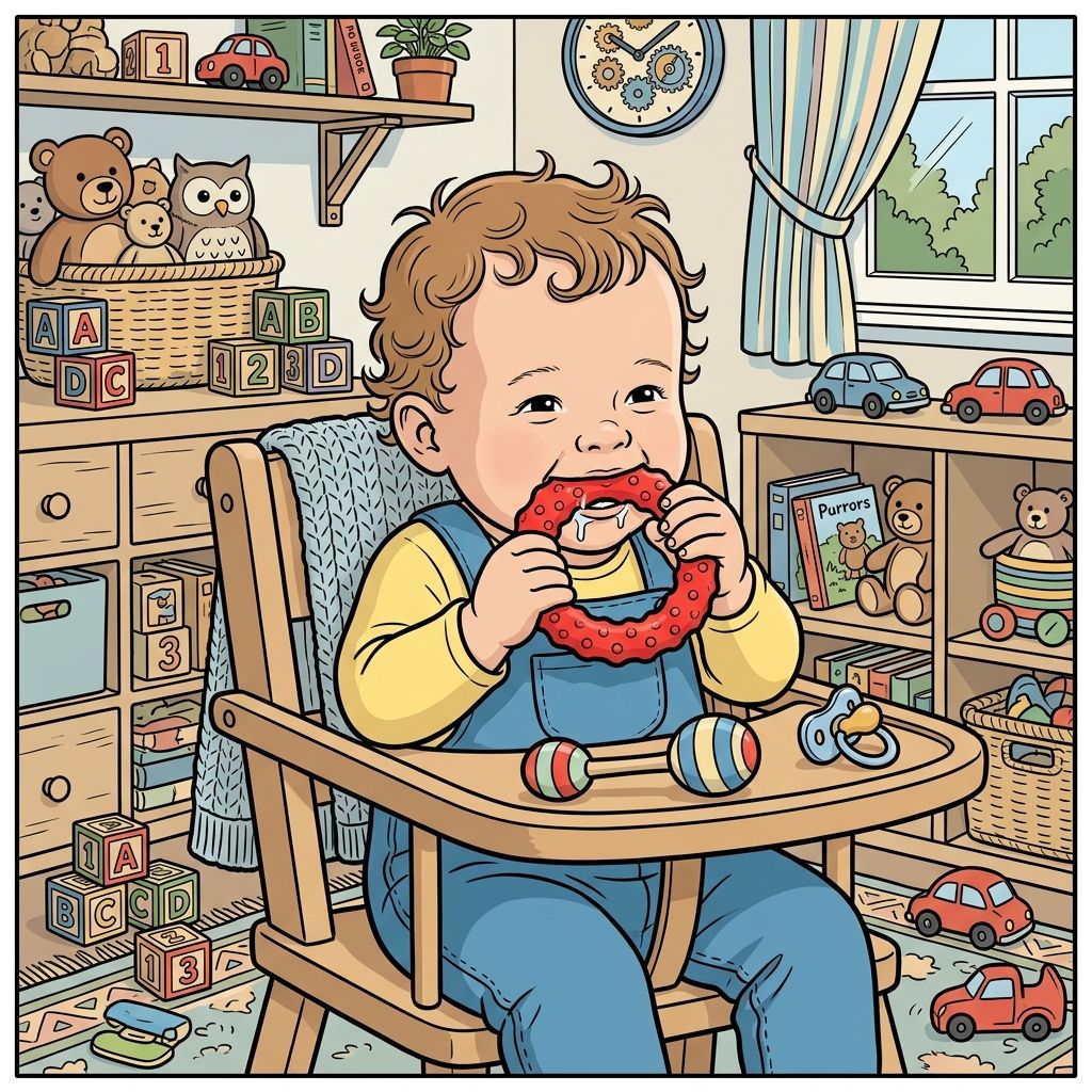 AI mnemonic illustration for the English word "teething ring"