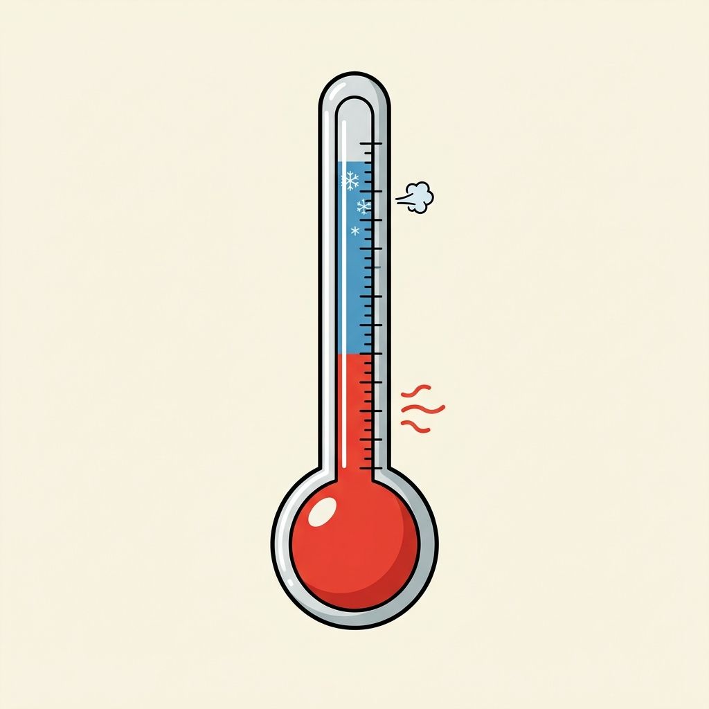 AI mnemonic illustration for the English word "temperature"