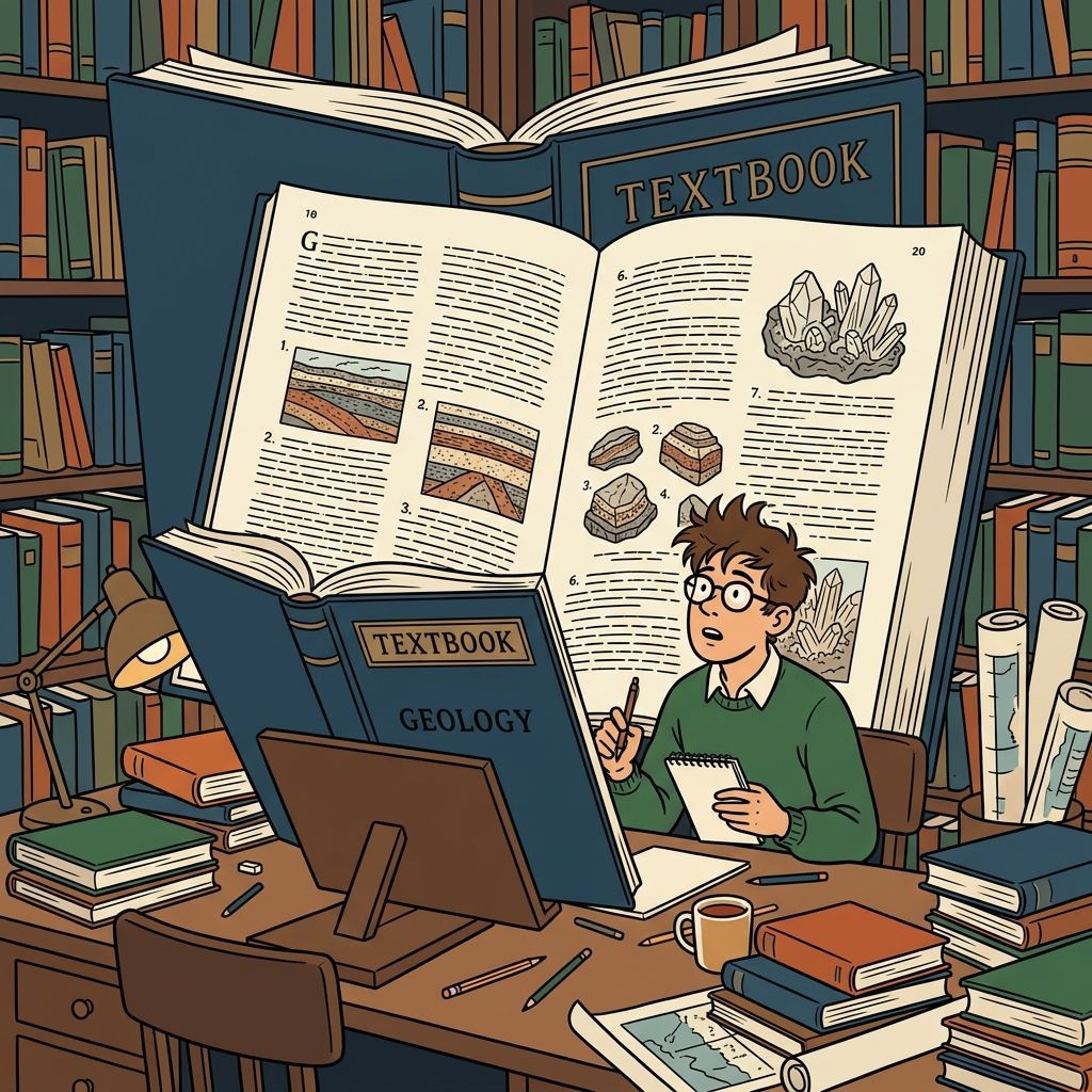 AI mnemonic illustration for the English word "textbook"