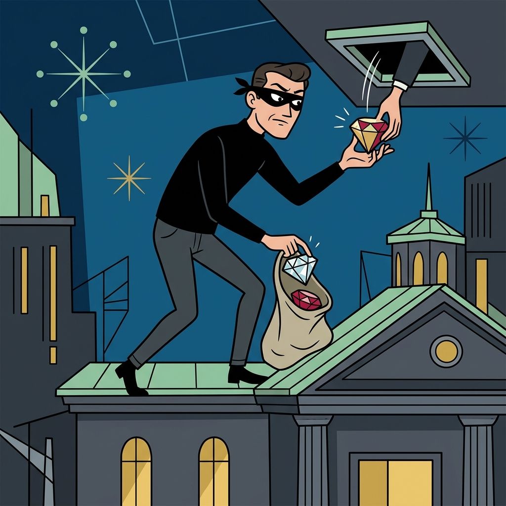 AI mnemonic illustration for the English word "thief"