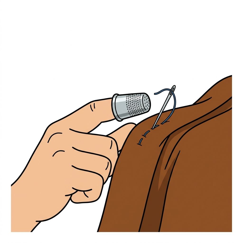 AI mnemonic illustration for the English word "thimble"