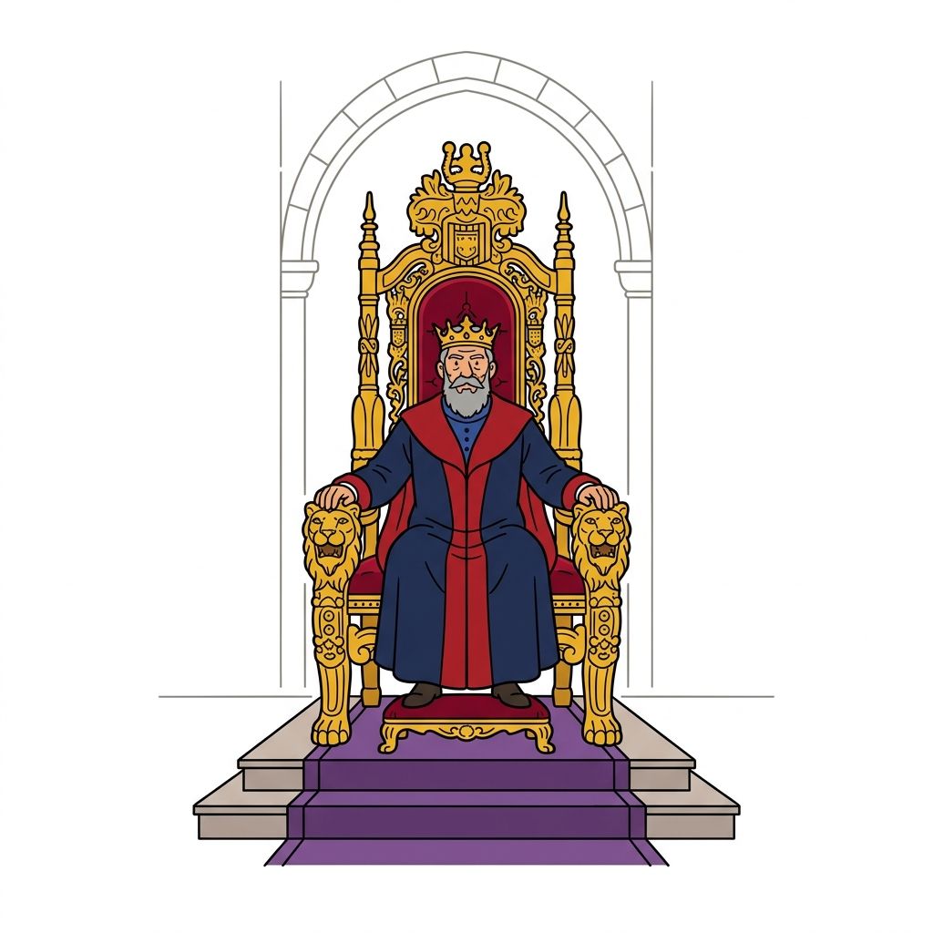 AI mnemonic illustration for the English word "throne"