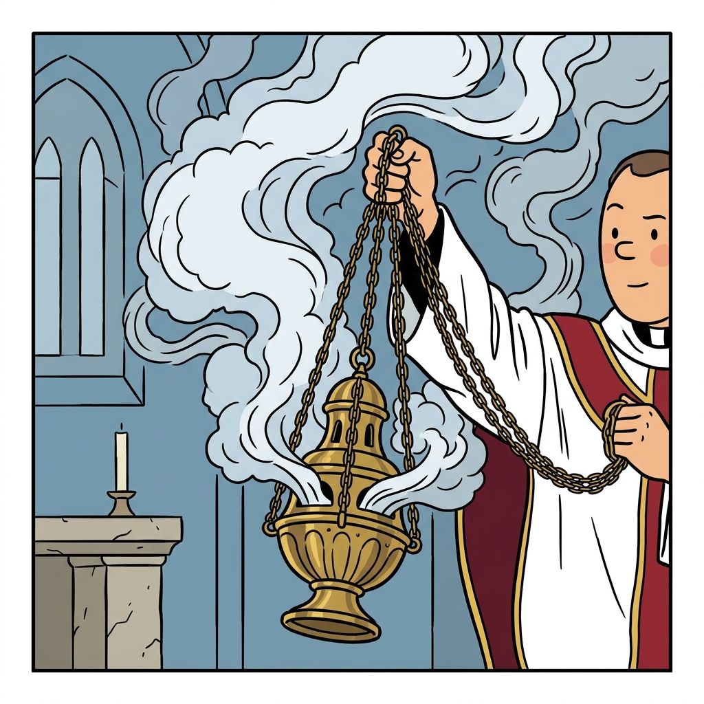 AI mnemonic illustration for the English word "thurible"