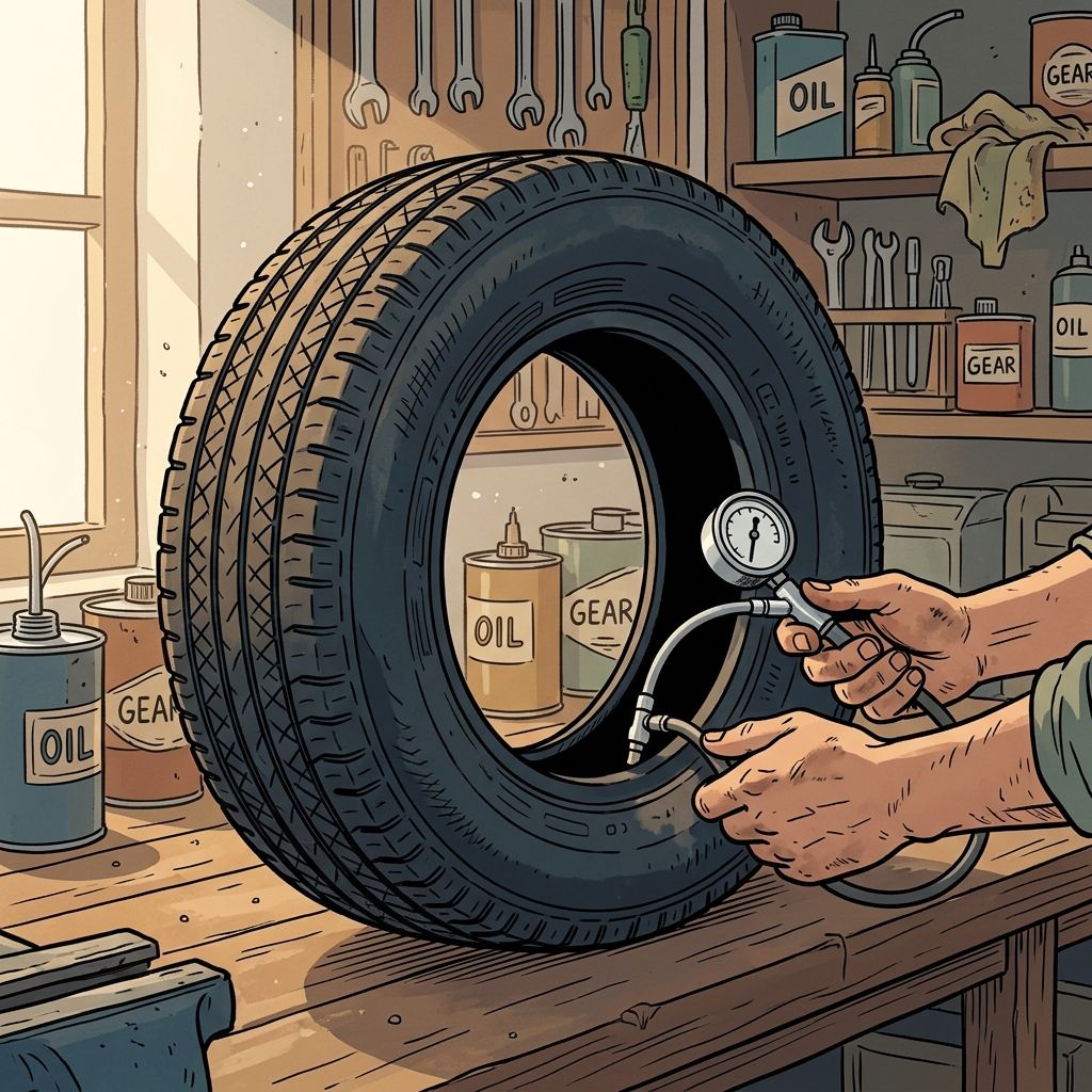 AI mnemonic illustration for the English word "tire"