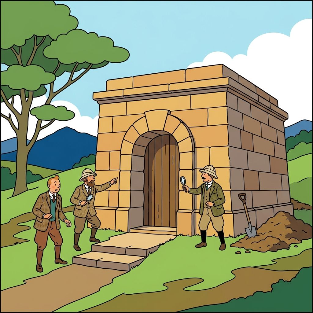 AI mnemonic illustration for the English word "tomb"