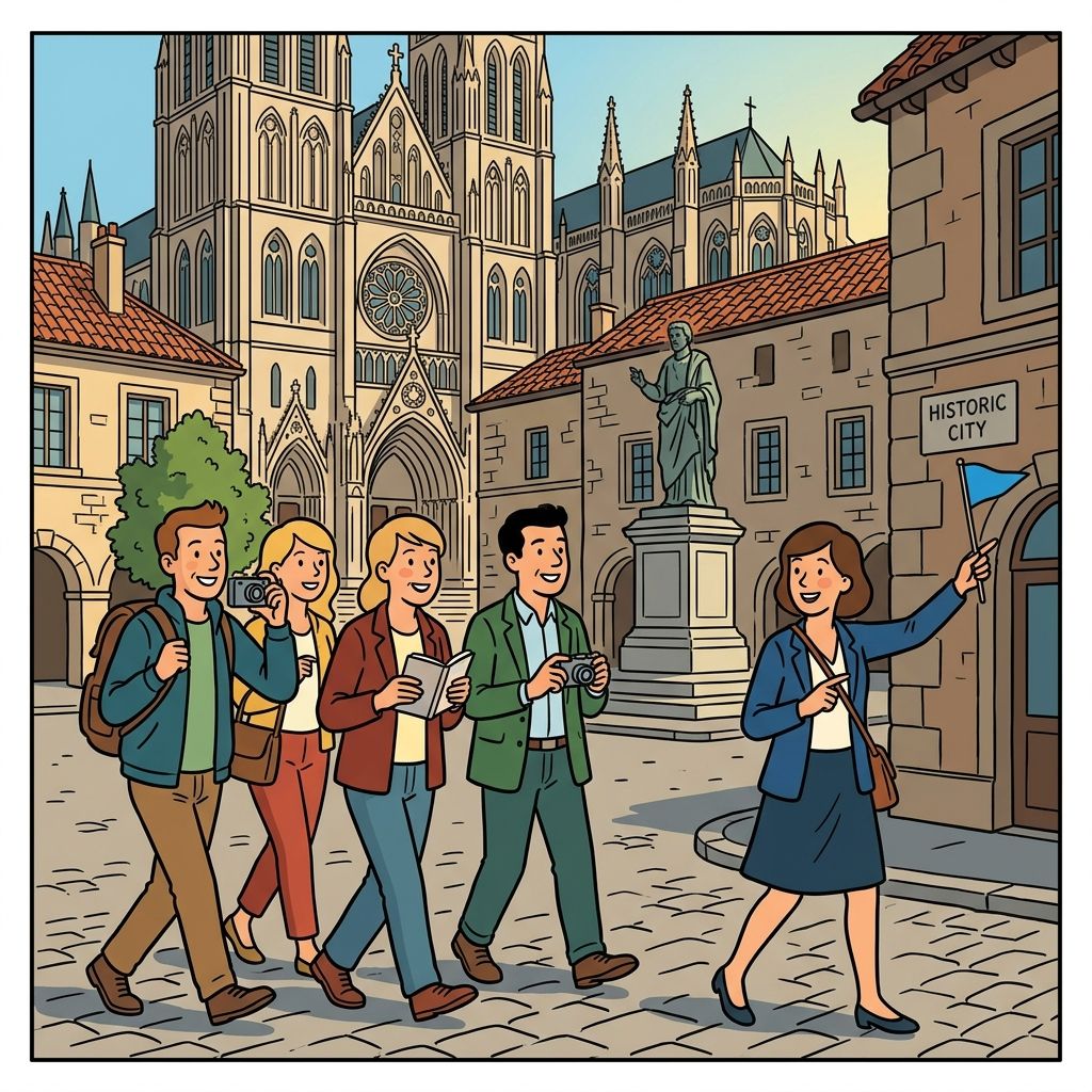 AI mnemonic illustration for the English word "tour"