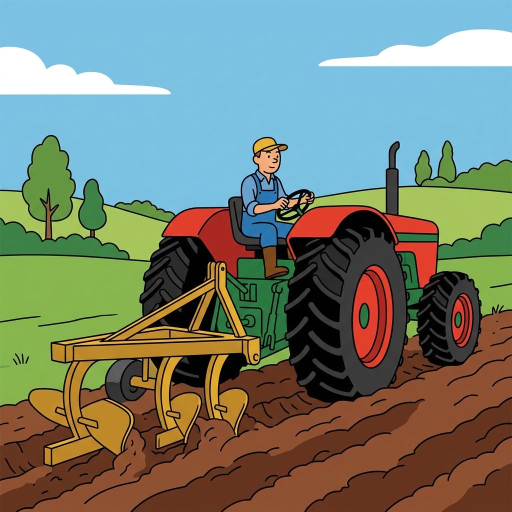 AI mnemonic illustration for the English word "tractor"