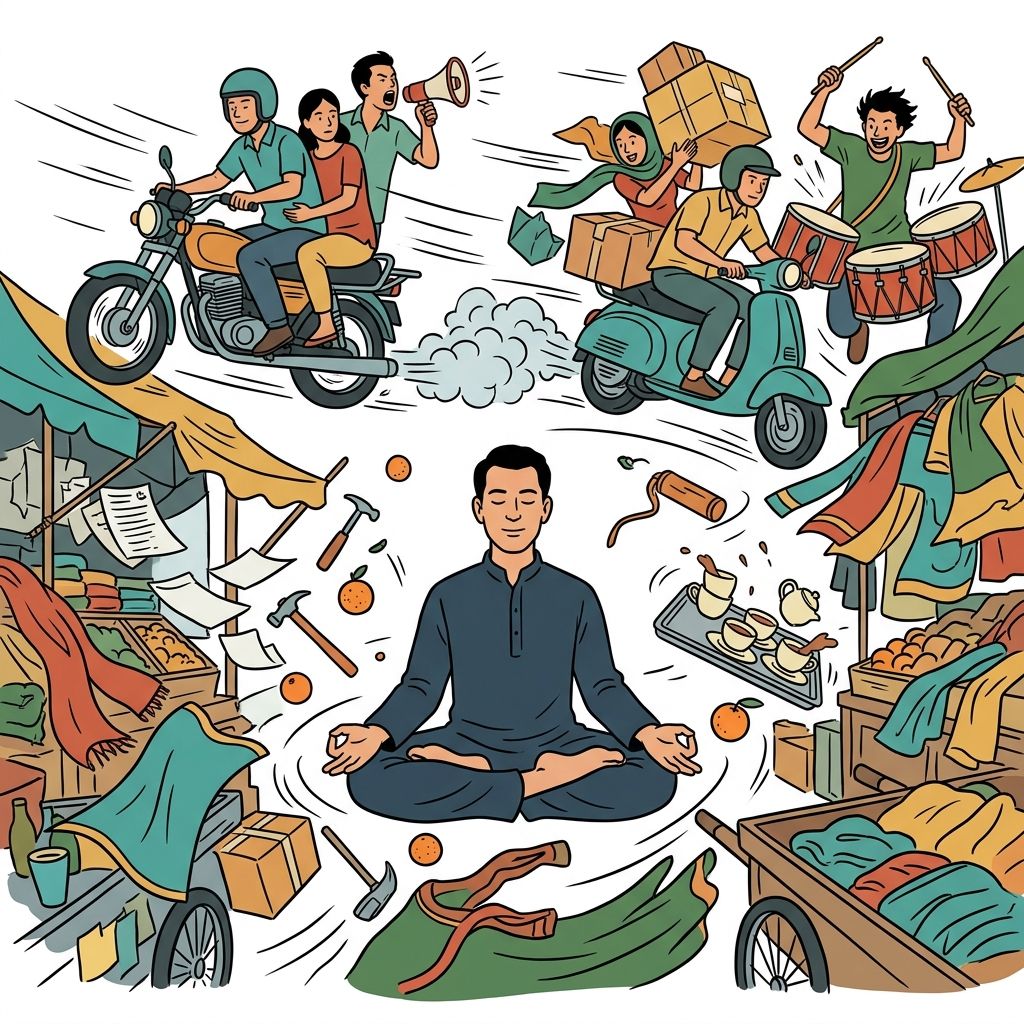 AI mnemonic illustration for the English word "tranquil"