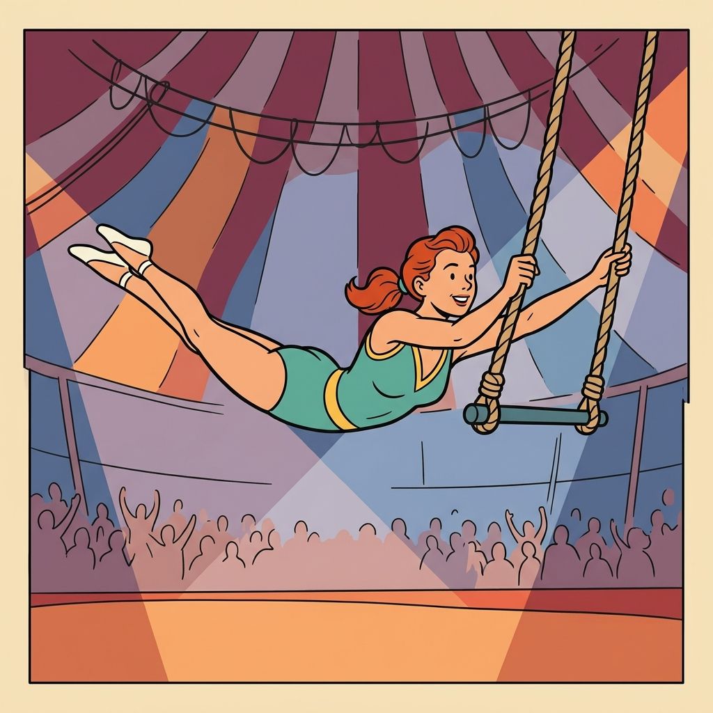 AI mnemonic illustration for the English word "trapeze"
