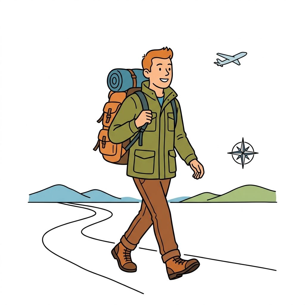 AI mnemonic illustration for the English word "travel"