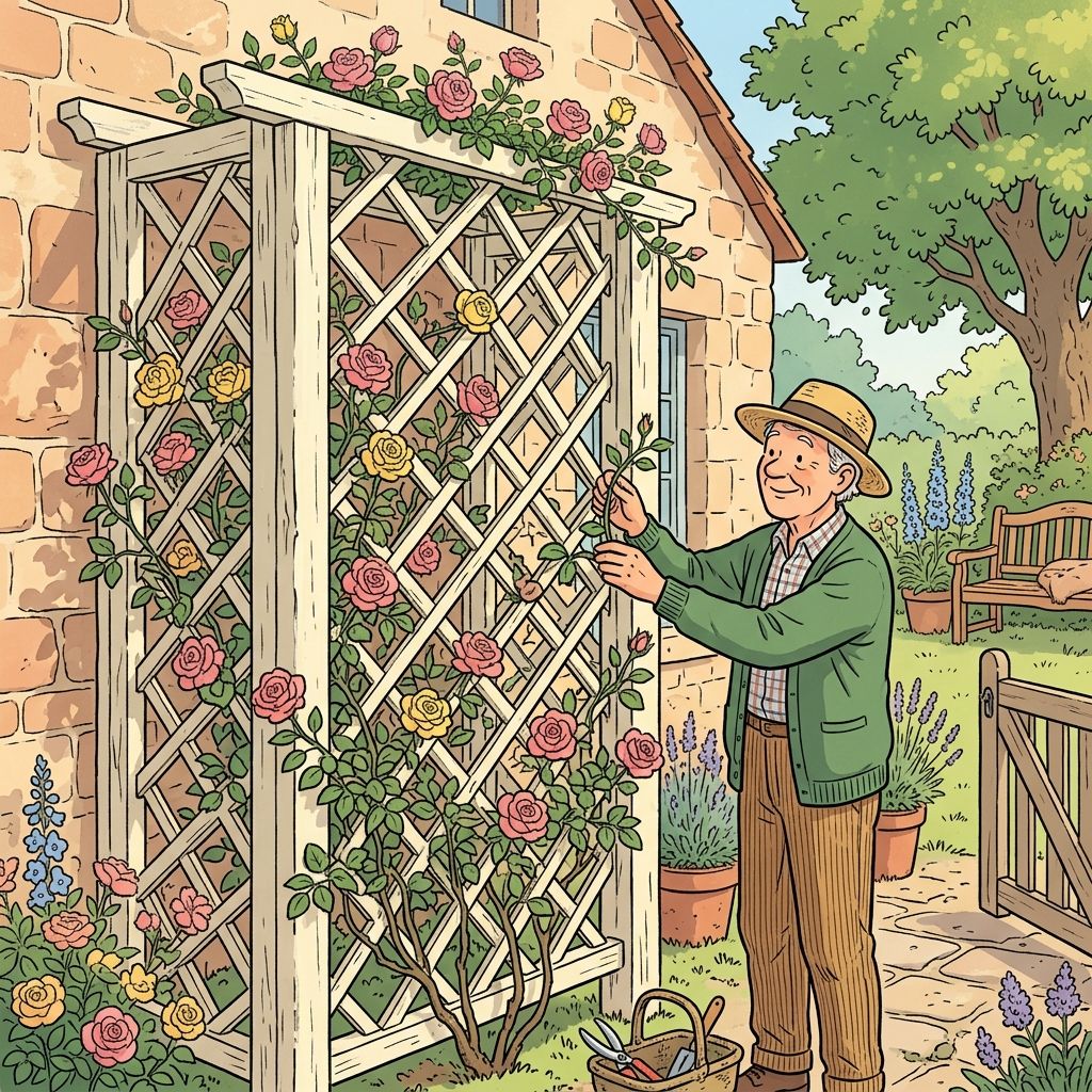 AI mnemonic illustration for the English word "trellis"