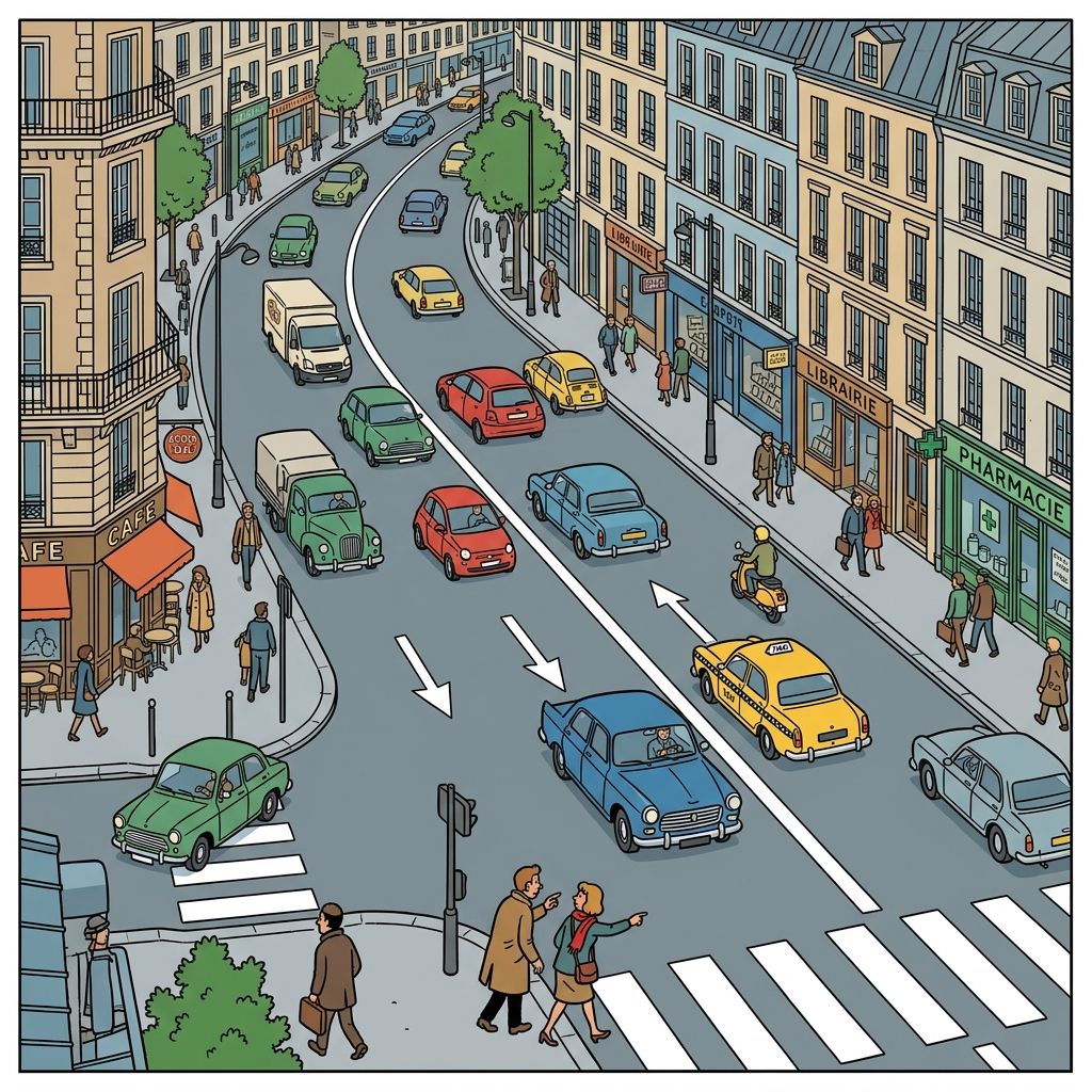 AI mnemonic illustration for the English word "two-way street"