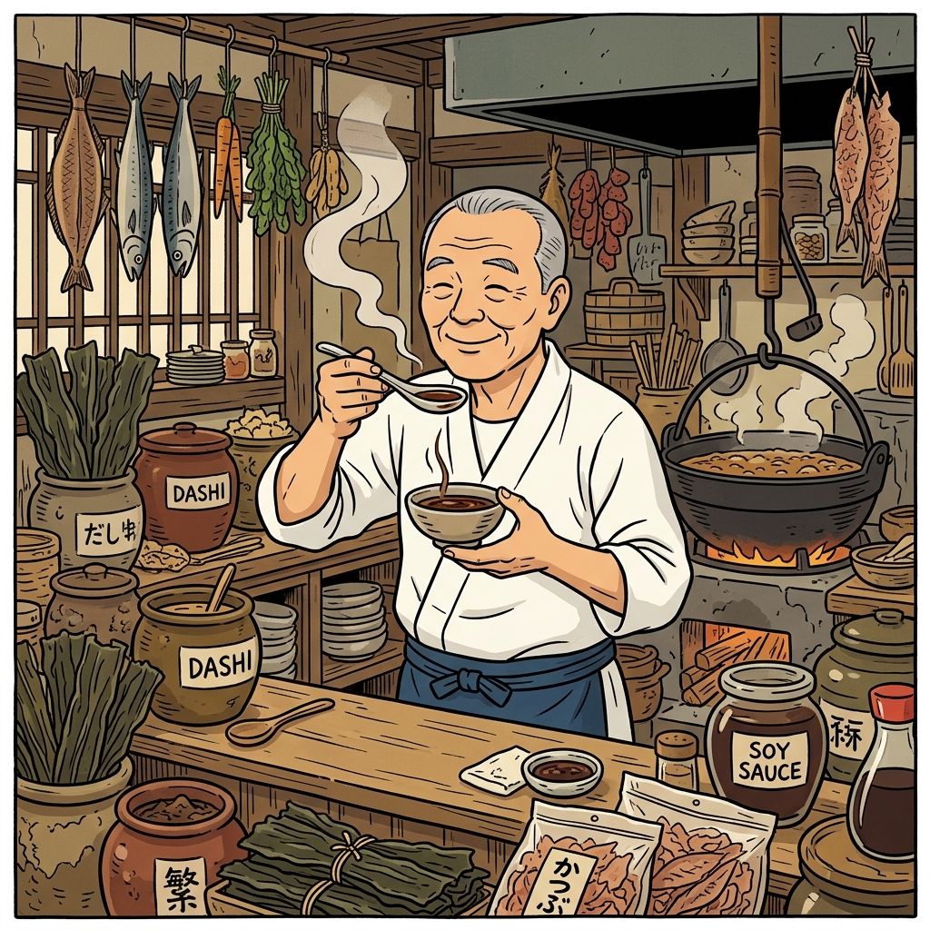 AI mnemonic illustration for the English word "umami"