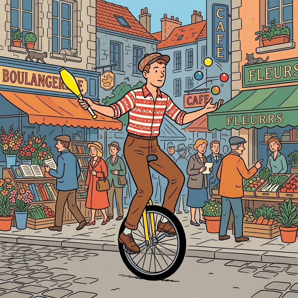 AI mnemonic illustration for the English word "unicycle"