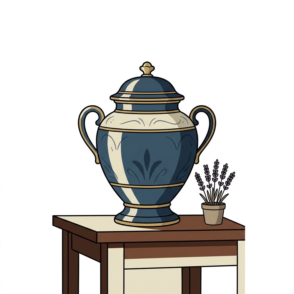 AI mnemonic illustration for the English word "urn"