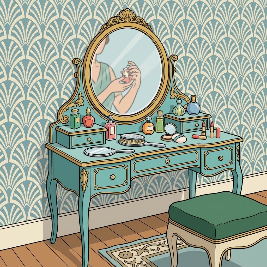AI mnemonic illustration for the English word "vanity"