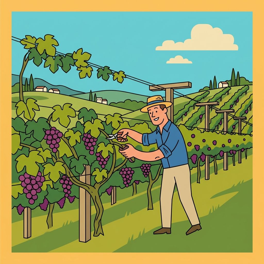 AI mnemonic illustration for the English word "vines"