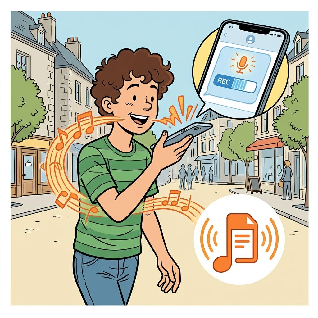 AI mnemonic illustration for the English word "voice note"