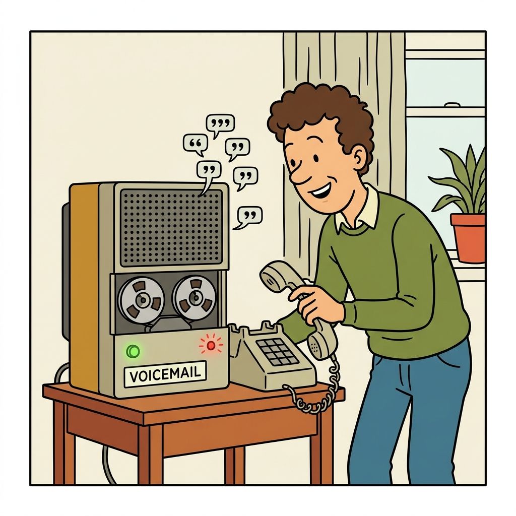 AI mnemonic illustration for the English word "voicemail"