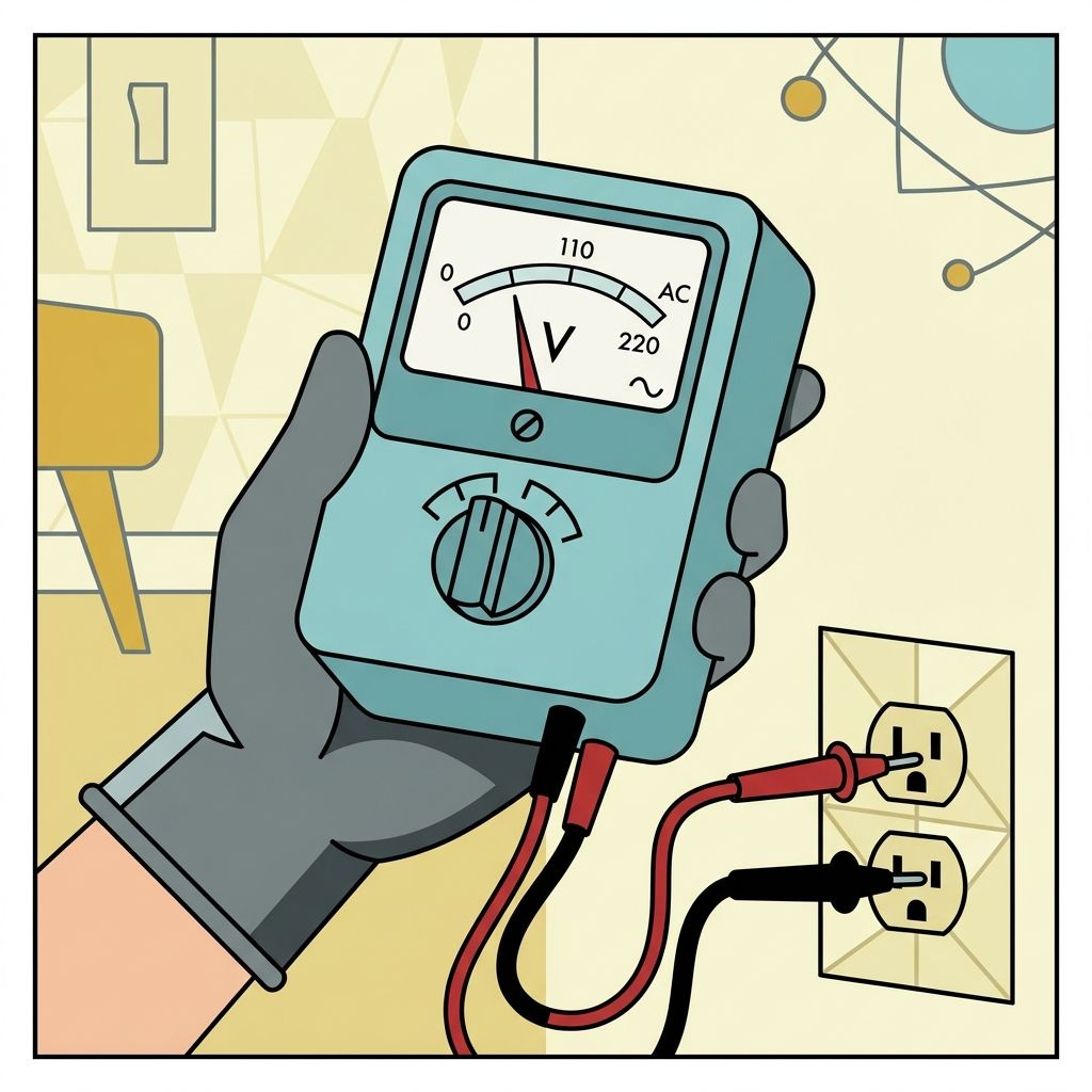 AI mnemonic illustration for the English word "voltage meter"