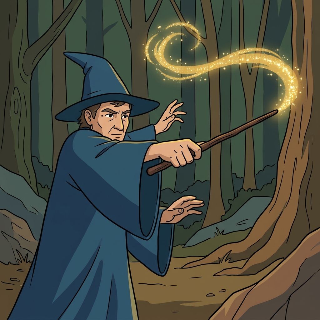 AI mnemonic illustration for the English word "wand"