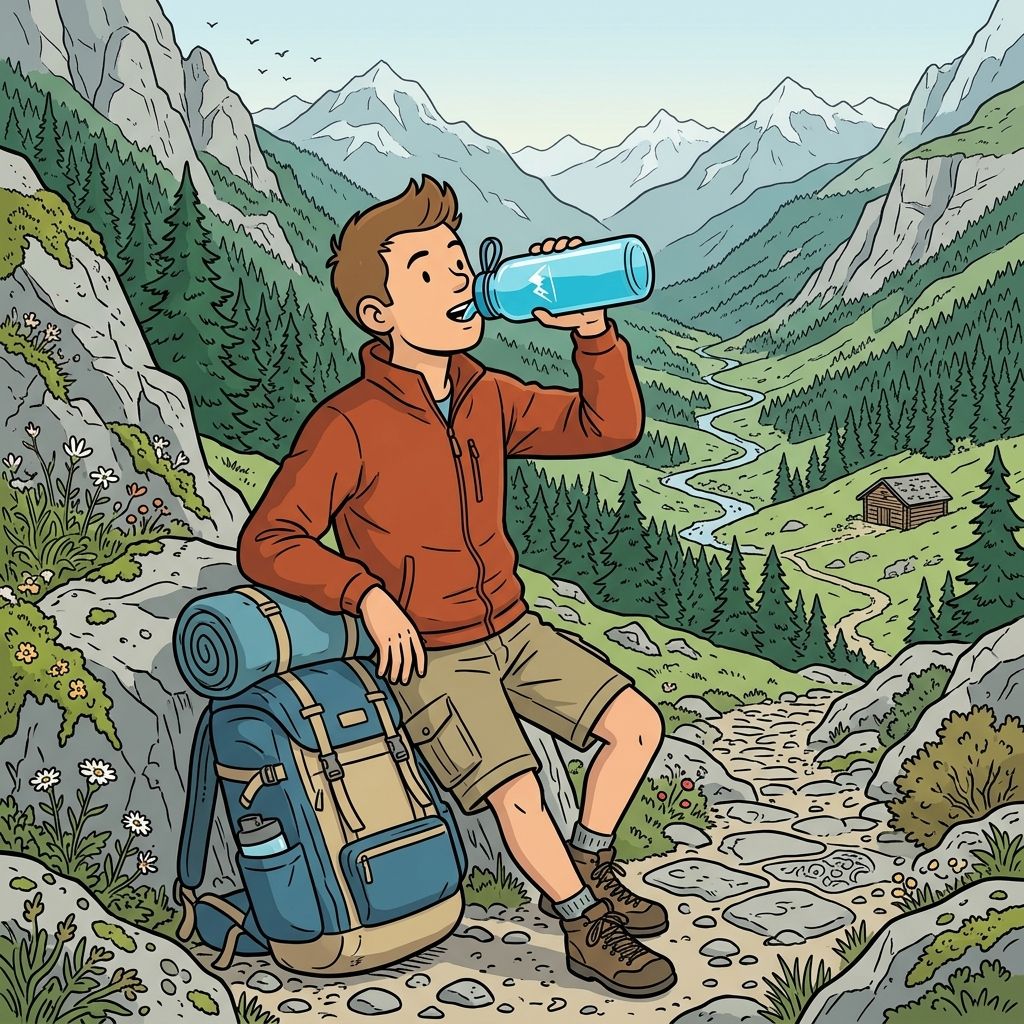 AI mnemonic illustration for the English word "water bottle"