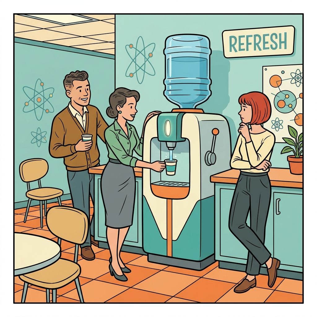 AI mnemonic illustration for the English word "water cooler"