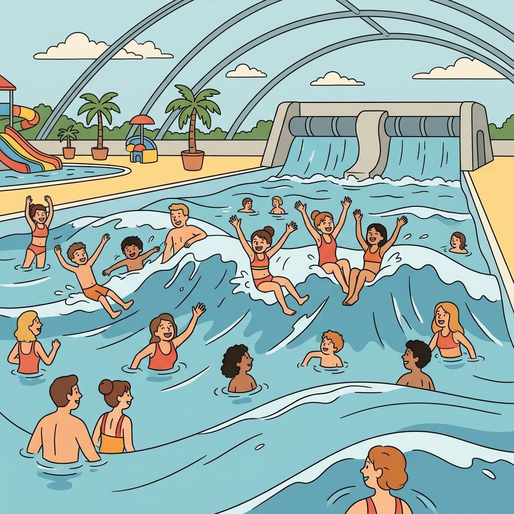 AI mnemonic illustration for the English word "wave pool"