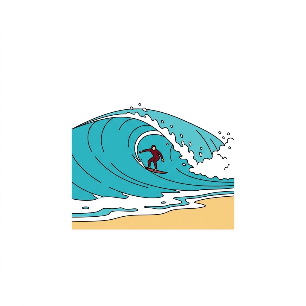 AI mnemonic illustration for the English word "wave"