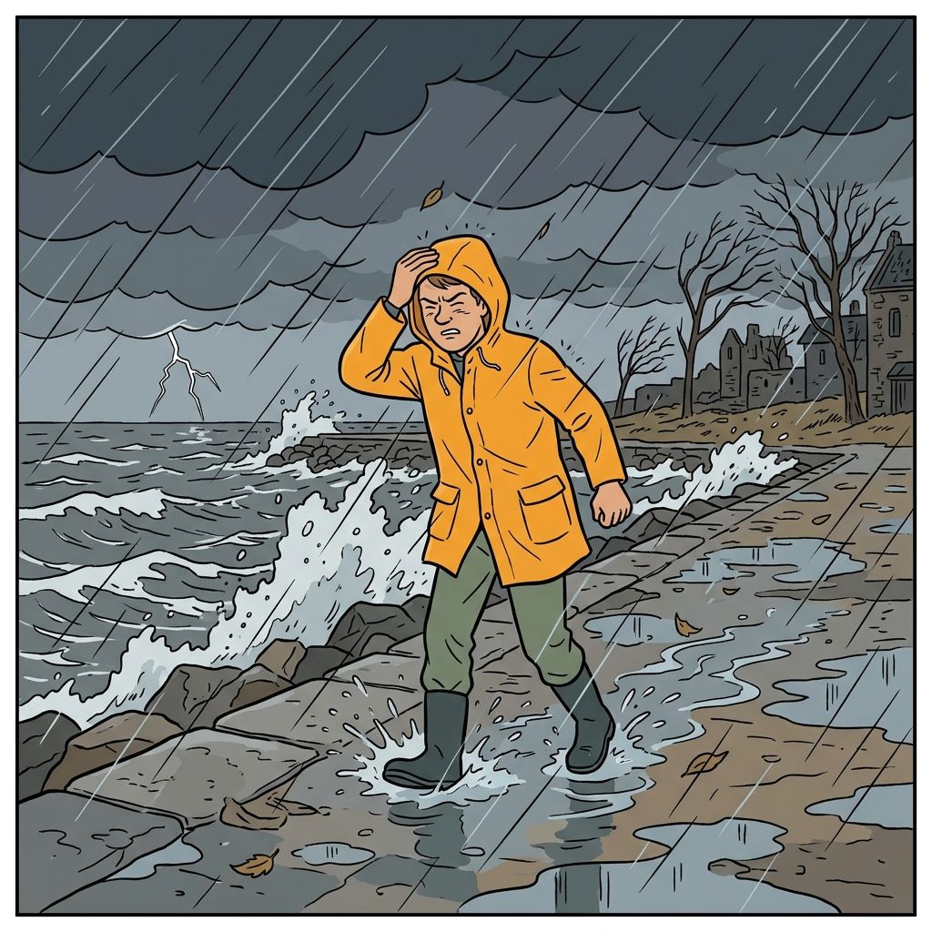 AI mnemonic illustration for the English word "weather"