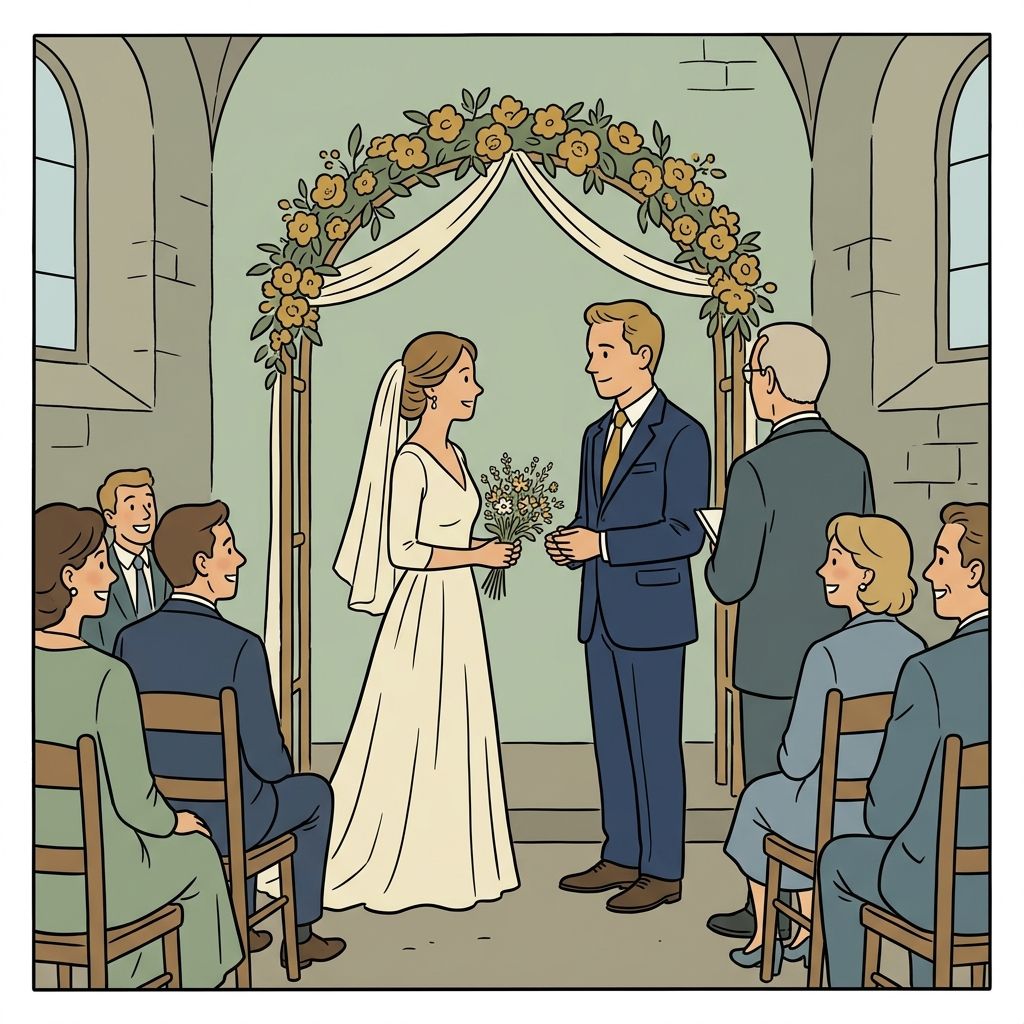 AI mnemonic illustration for the English word "wedding"