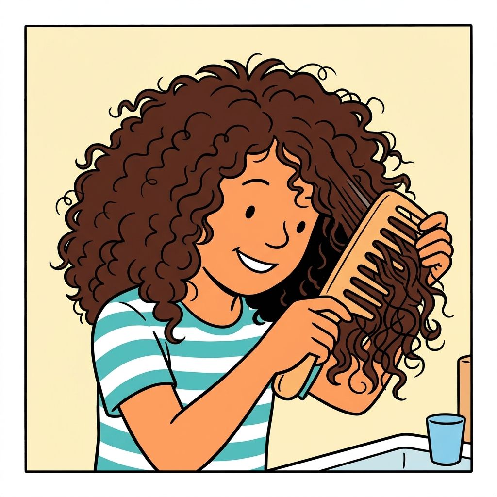AI mnemonic illustration for the English word "wide-tooth comb"