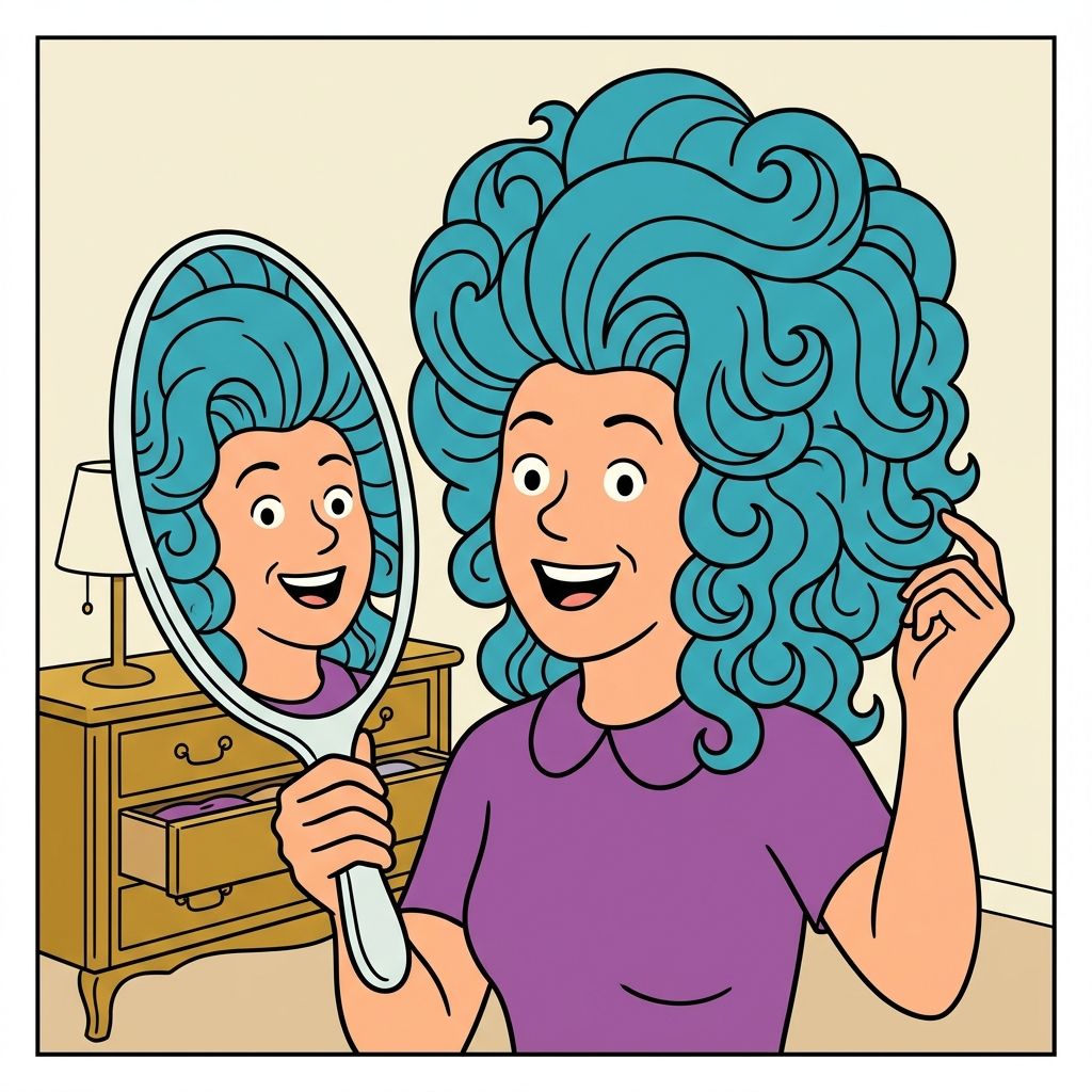 AI mnemonic illustration for the English word "wig"