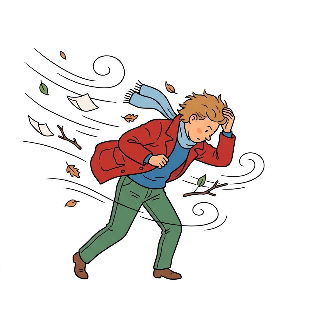 AI mnemonic illustration for the English word "wind"