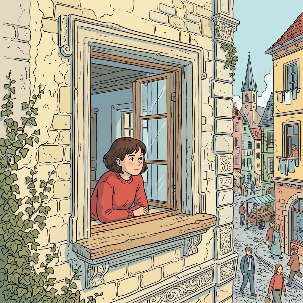AI mnemonic illustration for the English word "window"
