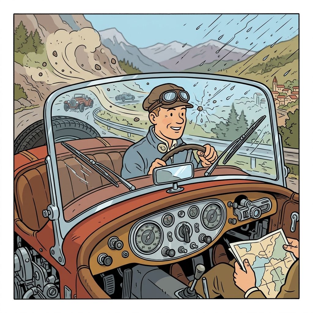 AI mnemonic illustration for the English word "windshield"