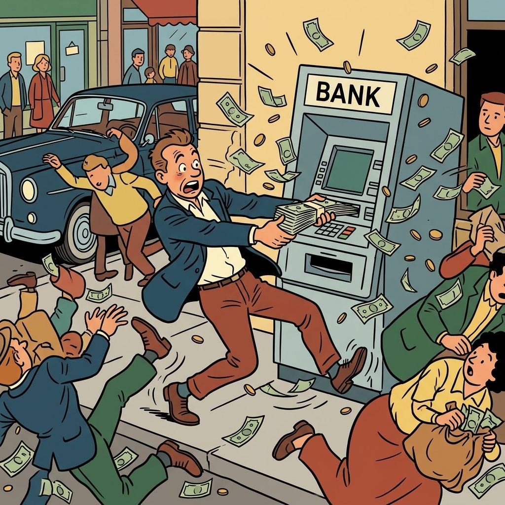 AI mnemonic illustration for the English word "withdraw"
