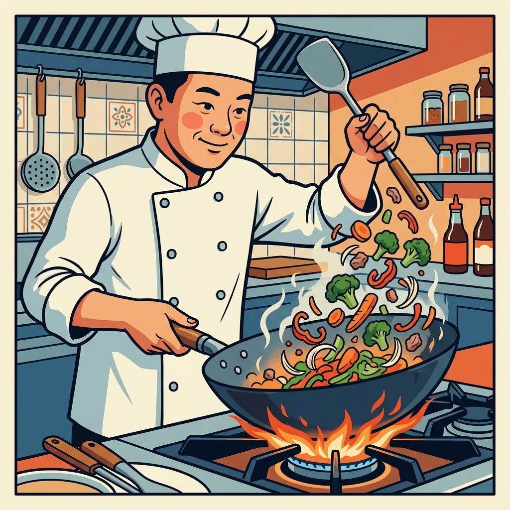 AI mnemonic illustration for the English word "wok"
