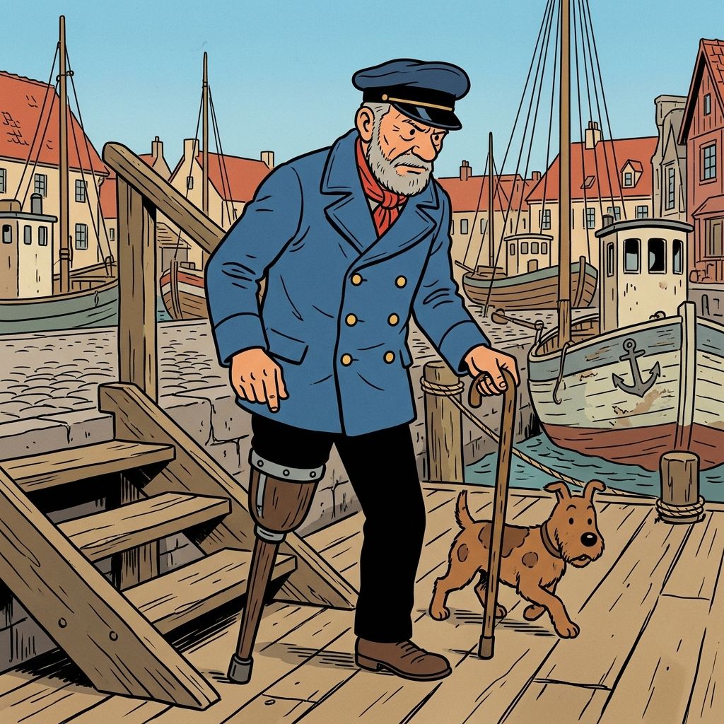 AI mnemonic illustration for the English word "wooden leg"