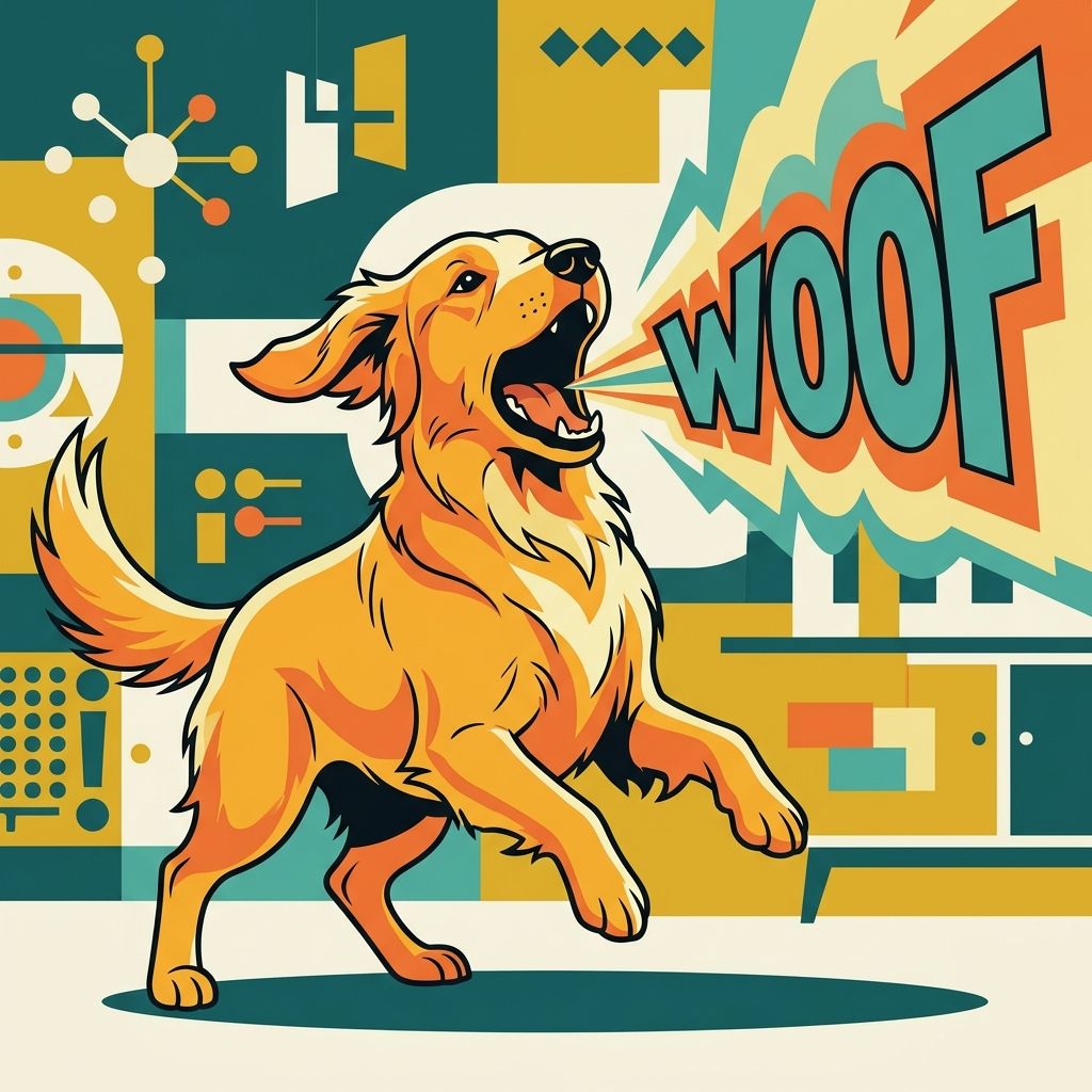 AI mnemonic illustration for the English word "woof"