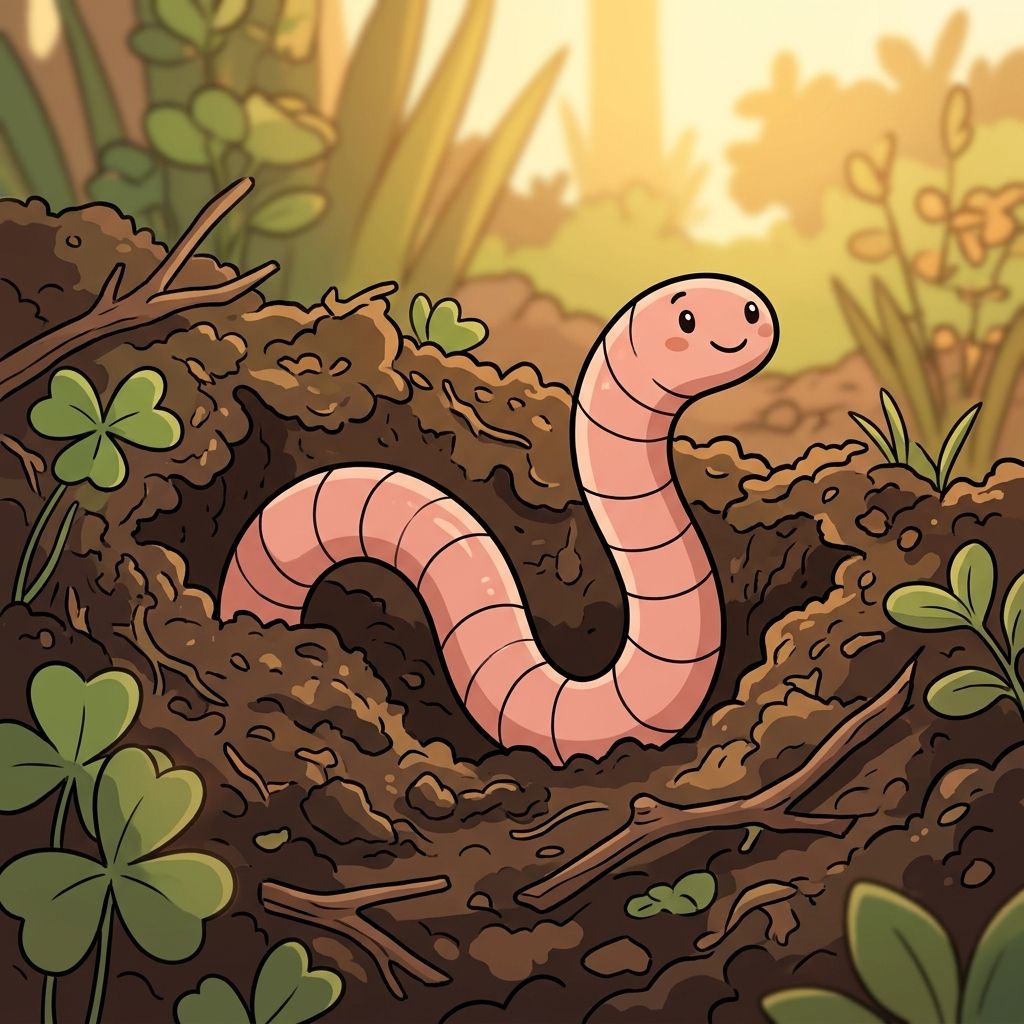 AI mnemonic illustration for the English word "worm"