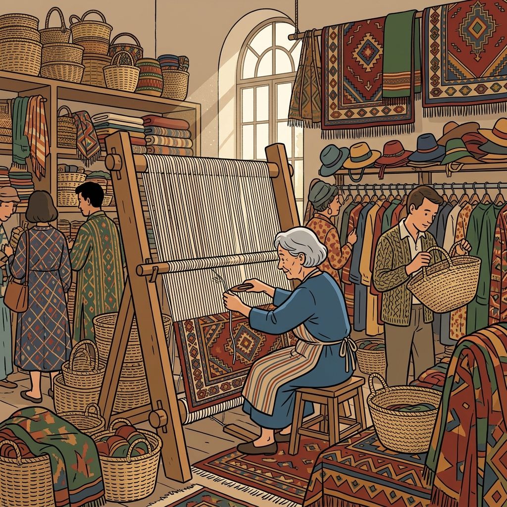 AI mnemonic illustration for the English word "woven"
