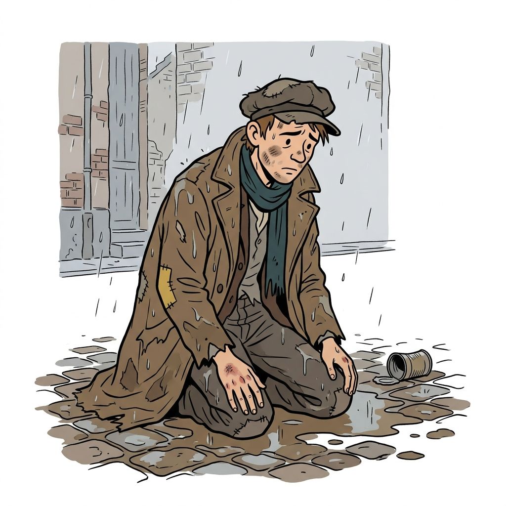 AI mnemonic illustration for the English word "wretched"