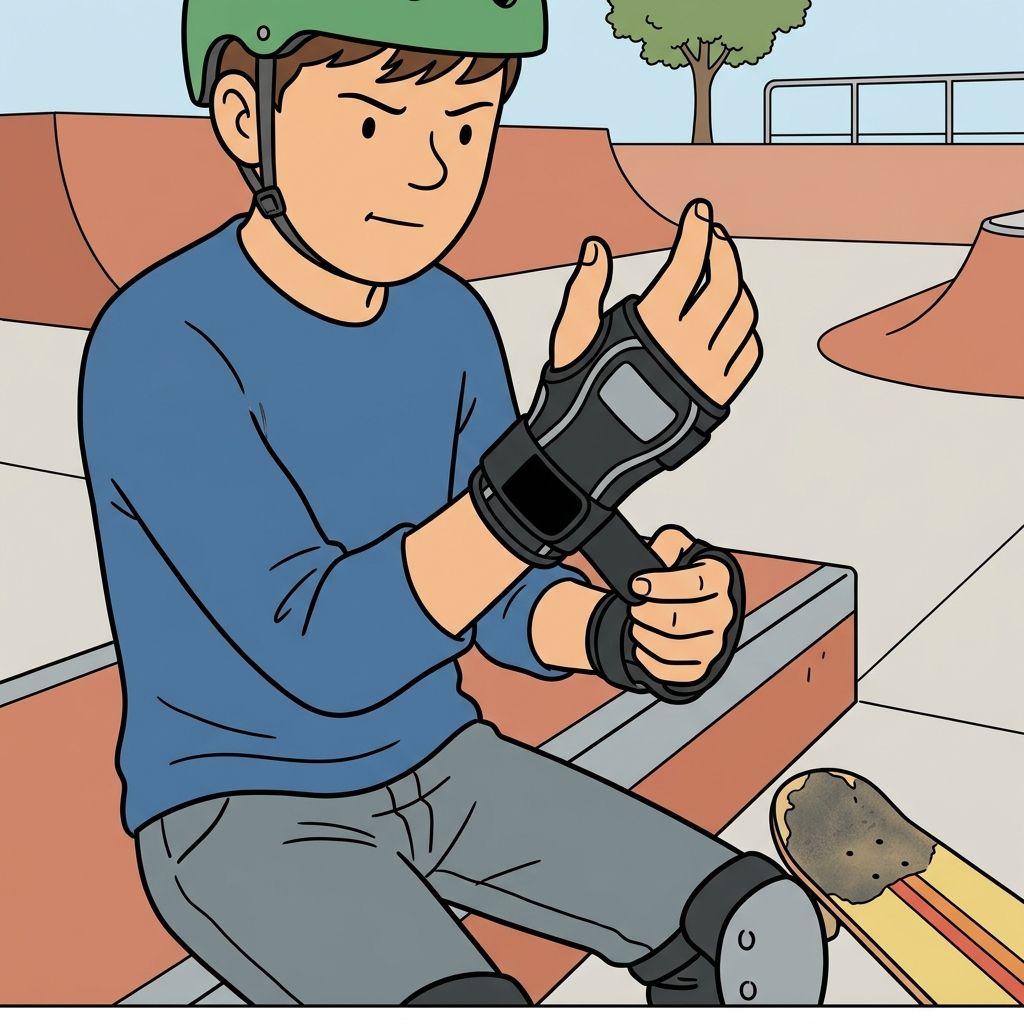 AI mnemonic illustration for the English word "wrist guard"