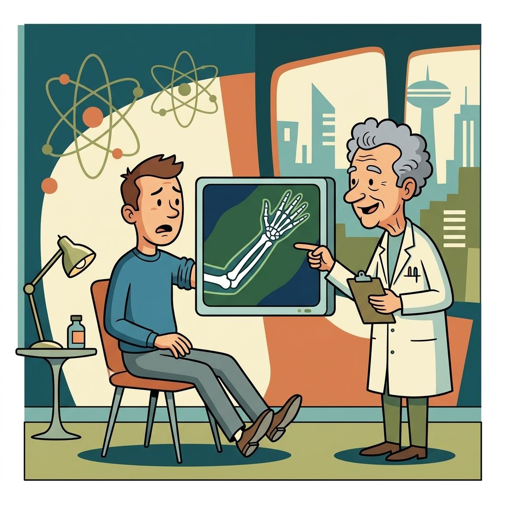 AI mnemonic illustration for the English word "X-ray"
