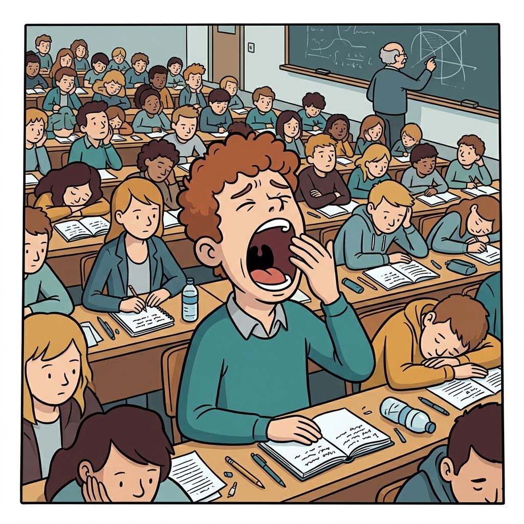 AI mnemonic illustration for the English word "yawning"