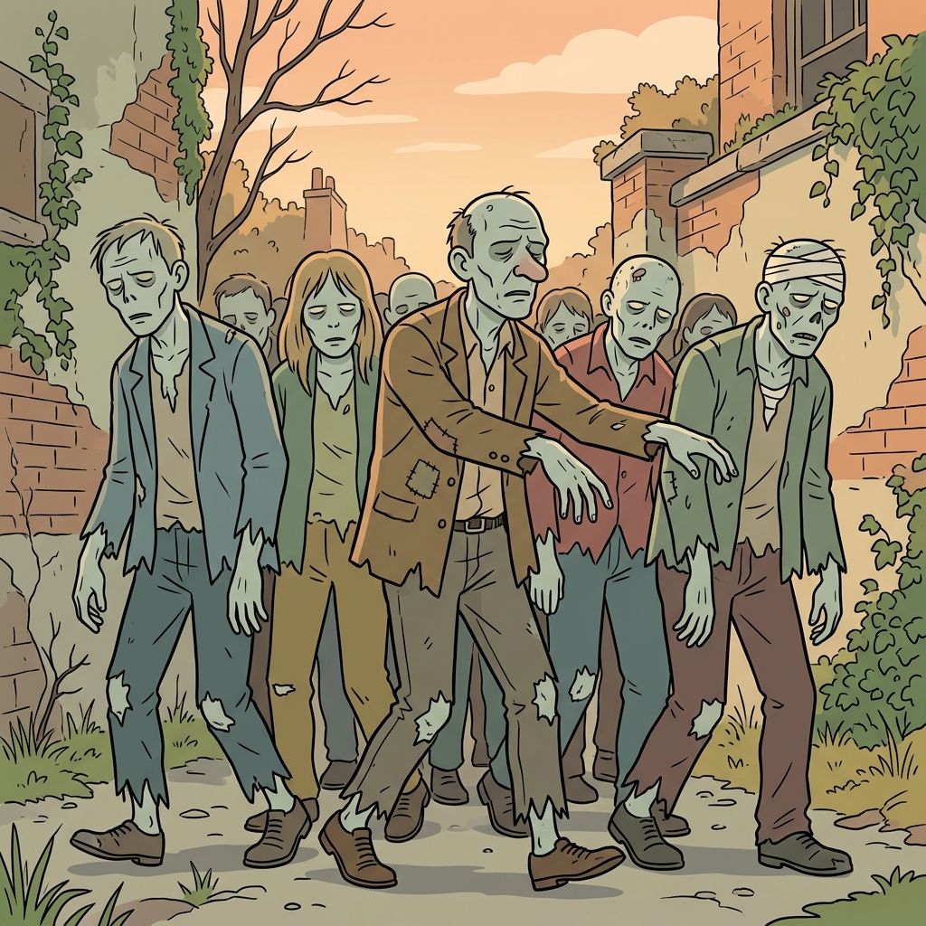 AI mnemonic illustration for the English word "zombies"